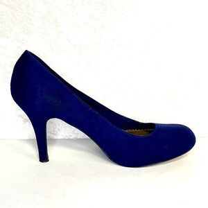 FIONI Suede Dark Blue Pump Women 10 Round Toe 3.50 In Platform Heel Party Dressy